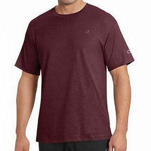 Champion Mens Cotton T-Shirt, Crew Neck Short Sleeve, Maroon,Sz M